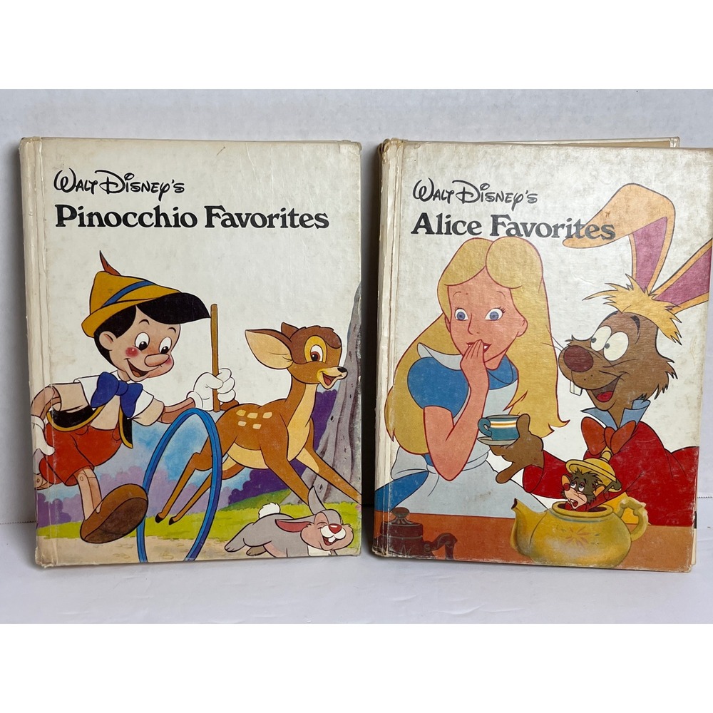 Vintage Walt Disney Pinocchio Favorites Alice Favorites Hardcover Book Set 2pc
